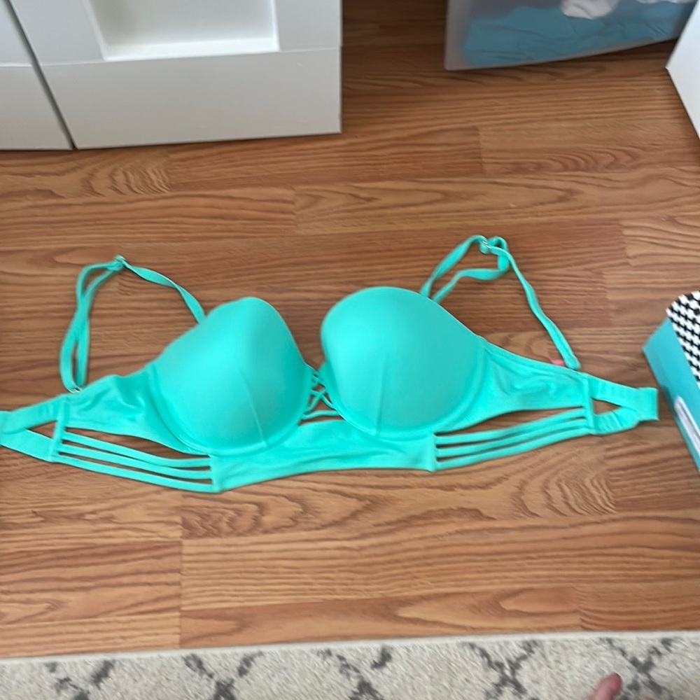 Strappy turquoise bikini top
